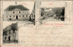 Durlinsdorf (Elsass) Schulhaus, Spezereihandlung Treger 1905 II ...