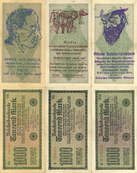 Judaika Lot mit 3 Reichsbanknoten 1000 Mark mit antisemitischen ...