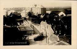 Groß-Enzersdorf (Österreich) Teilansicht, Strassenbahn I-II  ...