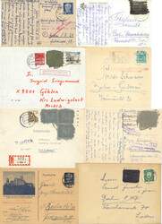 Postkrieg BUND/Berlin/DDR Lot mit 12 Belegen, Schwärzungen, ...