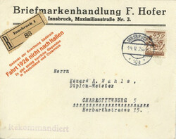 Zwischenkriegszeit Österreich Einschreiben EF Innsbruck mit ...