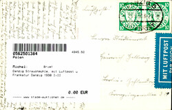 Danzig Strauchmühle, mit Luftpost u. Frankatur Danzig 1938 I-II