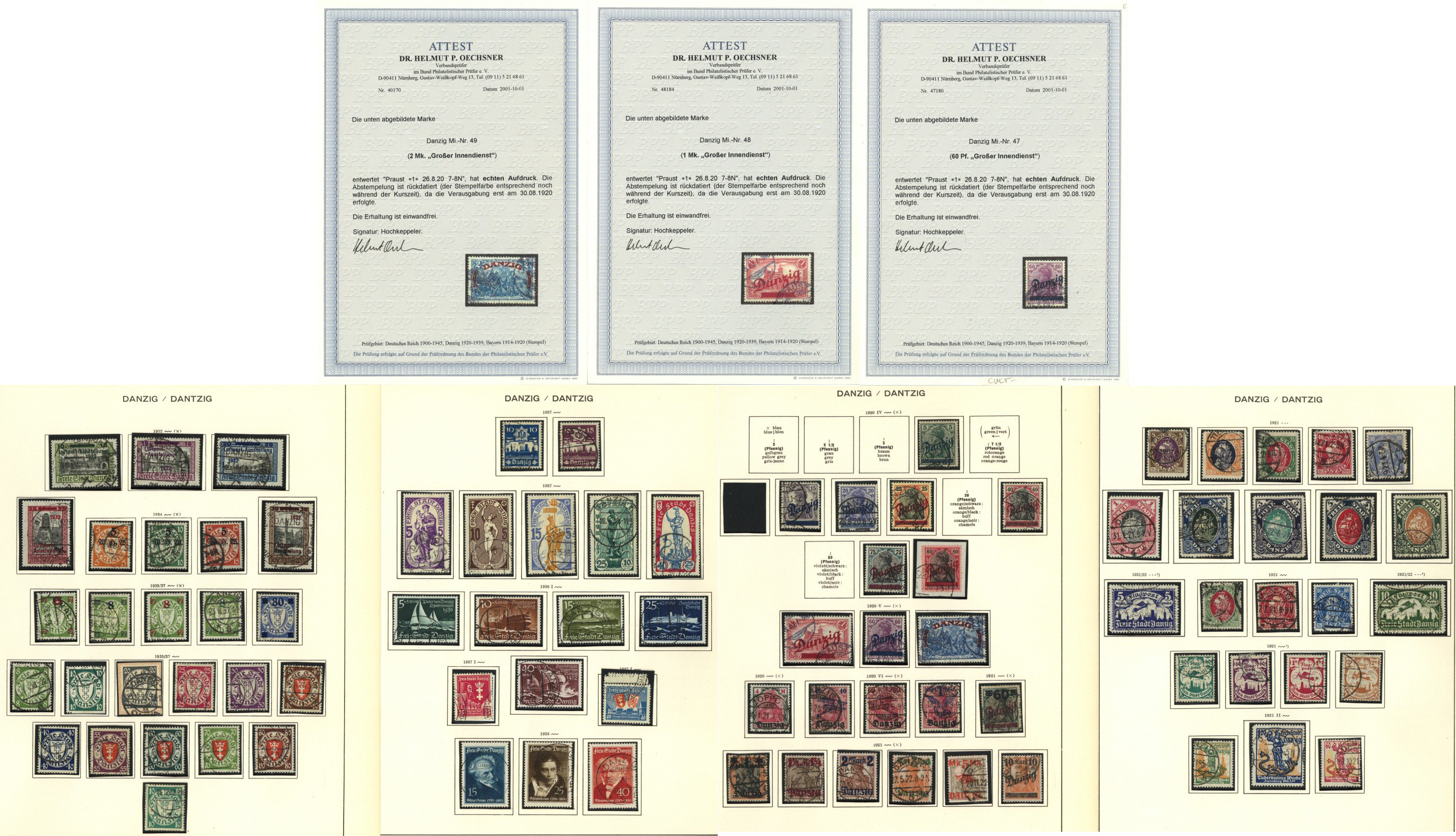 Danzig mit Dienst u. Porto - herausragende Sammlung gestempelt auf ...