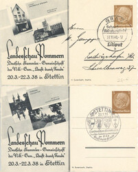 Stettin Pommern Landesschau zwei versch Privat-Ganzsachen 1938 I-  ...