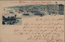 Trieste (Italien) Vorläufer 1896, Hotel de la Ville, Straßenbahn I  ...