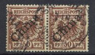 Deutsche Post in China 50 Pfennig Adler mit diagonalem Aufdruck im ...