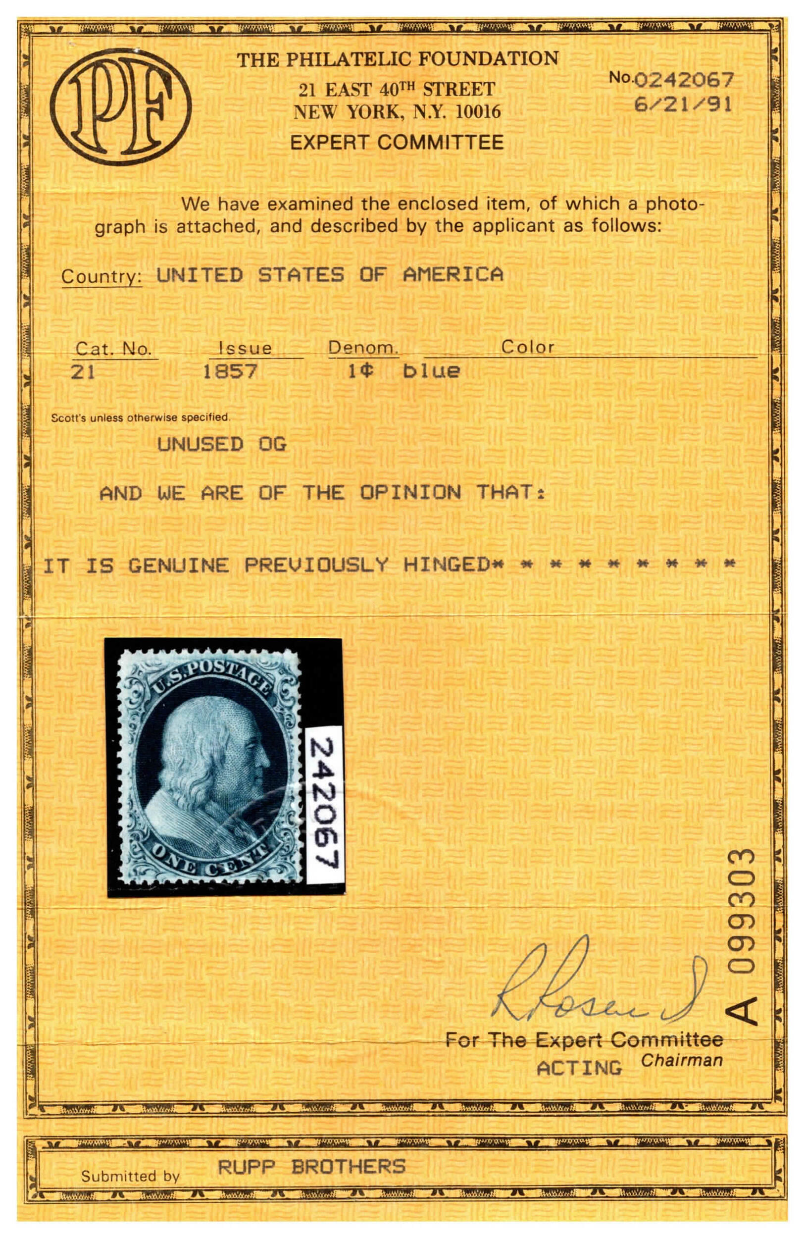 Image 1 for lot number 266 for Schuyler Rumsey 126th Auction - Gems of Philately