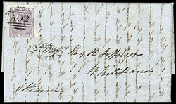 Antigua, 1858 Great Britain 6d lilac used in Antigua. Tied to 1858 ...