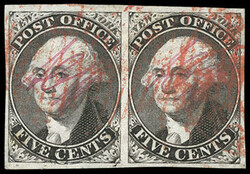 New York, N.Y., 1846, 5¢ black on bluish, signed "ACM" connected, ...