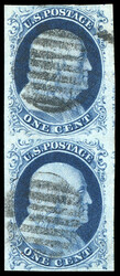 1852, 1¢ blue, type IV. Vertical pair (Positions 79/89L1L, top stamp ...