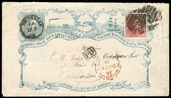 Belgium, 1851, 40c carmine rose. Tied on spectacular 1862 advertising ...