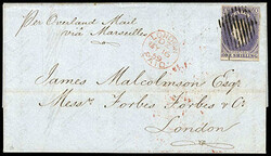 Ceylon, 1857, Queen Victoria, 1s slate violet, imperf. Large Star ...