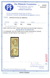 1861, 30¢ orange. Vertical pair, radiant color; top stamp light ...