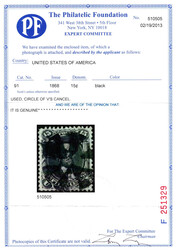 1867, 15¢ black, E. grill. Choice margins and centering, deep color, ...