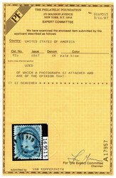 1867, 1¢ pale blue, F. grill. Indistinct town cancel, well centered, ...