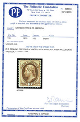 1870, 10¢ brown, H. grill, N.B.N.C. printing. O.g., very lightly ...