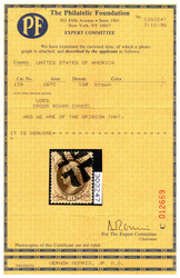 1870, 10¢ brown, H. grill, N.B.N.C. printing. Magnificent centering ...