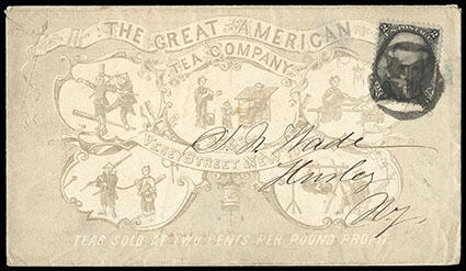 Geometric in Circle. Tying 1863 2¢ black (73) on all-over ...