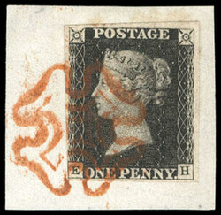 Great Britain, 1840, Queen Victoria First Issue, 1d black. With four ...