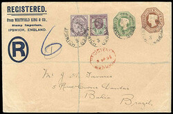 Great Britain, 1895, 10d red brown and 1s pale green compound die ...