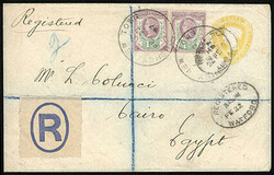 Great Britain, 1897, 3½d, bister brown entire. Additionally franked ...