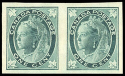 Canada, 1897, Queen Victoria "Maple Leaf", 1¢ blue green, imperf. ...