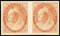 Canada, 1898, Queen Victoria "Numeral", 8¢ orange, imperforate pair ...