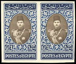 Egypt, 1939, 50p-£1 King Farouk, imperforate. On watermark paper, ...