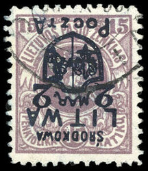 Central Lithuania, 1920, 2m on 15sk lilac, surcharge inverted. Neat ...