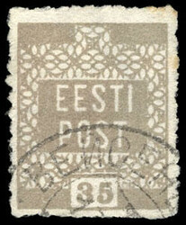 Estonia, 1919, 25p gray, provisional rough perf 11½x10. Neat town ...