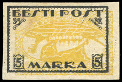 Estonia, 1919, 5m orange yellow & black, inverted center. O.g., small ...
