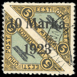 Estonia, Airmail, 1923, 10m on 5m+5m, Provisional rough perf 11½. ...