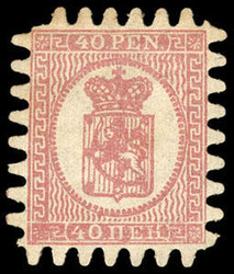 Finland, 1866, Finnish Coat of Arms, 40p rose on lilac rose wove ...
