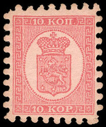 Finland, 1866, Finnish Coat of Arms, 40p rose on lilac rose wove ...