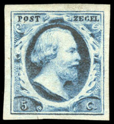 Netherlands, 1852, First Issue, 5c dark blue. O.g., four large even ...