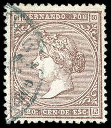 Fernando Poo (Spanish Colony) Fernando Poo, 1865, 20c brown and red ...