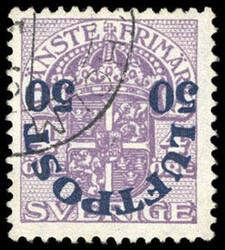 Sweden, 1920, 50ö on 4ö Airmail, inverted surcharge. Town cancel, ...
