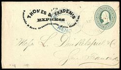 Thomes & Skaden's Express. Black company frank on 1870 3¢ Reay ...