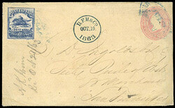 Wells Fargo & Co., 1862-64, 25¢ blue. Margins large to just shaving ...