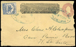 Wells Fargo & Co., 1862-64, 25¢ blue. Margins ample to in with a ...
