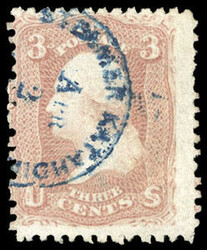 Steamer Katahdin. Blue cds on 1861, 3¢ rose (65), Very Fine, with ...