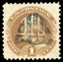 Fancy Shield. Beautifully struck on well centered 1869 1¢ buff, ...