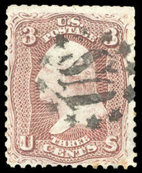 US Fancy Cancels. Seven different on 1861, 3¢ rose (65); includes ...