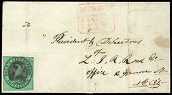 Boyd's City Express, 1844, 2¢ black on green. Margins large to in at ...