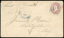 Kinsley's Express, Boston, Mass., Jan 11, 1869. Blue cds on 1864, 3¢ ...