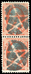1873, 7¢ orange vermilion, C.B.N.C. printing. Vertical pair, each ...