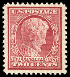 1909, 2¢ Lincoln Centenary, bluish paper. O.g., never hinged, choice ...
