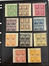 1929, 1¢-10¢ Kans. and Nebr. set complete. Plate blocks of 4, o.g., ...