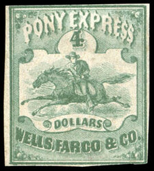 Wells, Fargo & Co., 1861-64 10¢-$4 Pony Express issues complete. No ...