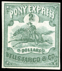 Wells Fargo & Co., 1861-64, 10¢-$4 Pony Express issues. 6 stamps; ...